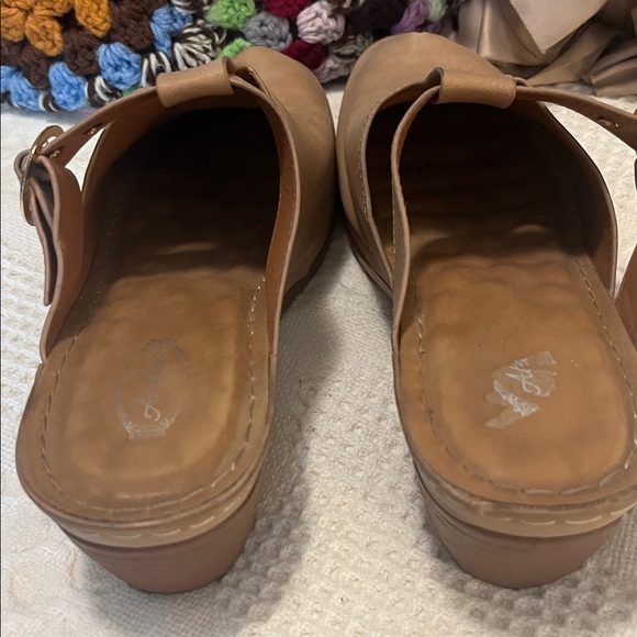 Atalina Tan Closed Toe Clog Vegan Leather Buckle Strap Heel Mules (41) 8.5-9 US - Picture 8 of 15